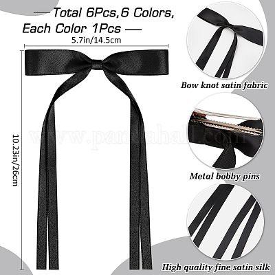 Заколки для волос из кожи аллигатора с бантом из полиэфирной ленты AJEW-CP0008-40B-1