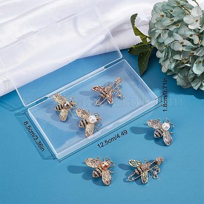 GORGECRAFT 6pcs Bee Rhinestone Brooch Sweater Shawl Clip Honeybee Brooch Pins Crystal Insect Themed Alloy Badge with Rhinestone