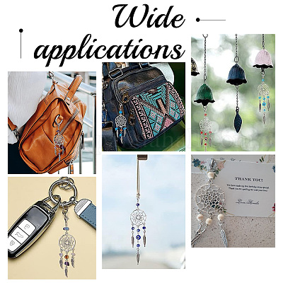 20 шт. синтетическая бирюзовая плетеная сетка/паутина с подвесками в виде перьев HJEW-PH0001-69-1