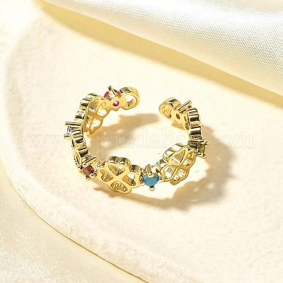 Манжеты из латуни с микро паве кубический цирконий для женщин RJEW-Q008-01G-02-1