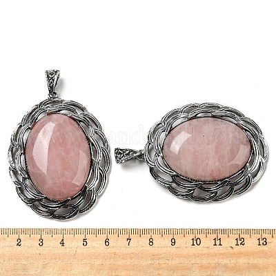 Естественно розового кварца большие кулоны G-C104-01E-AS-1