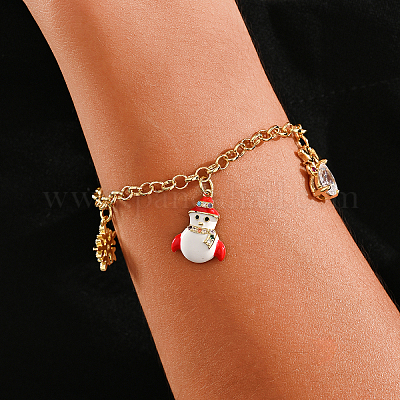 Рождественские браслеты с подвесками из латуни и кубическими циркониями LX6041-1