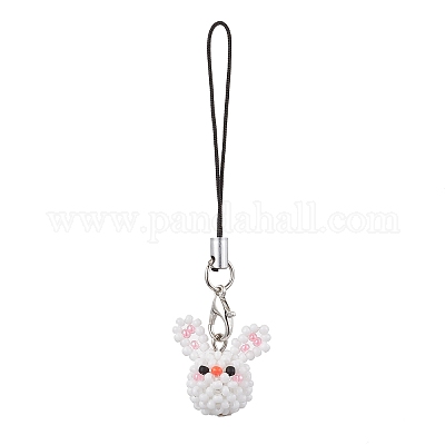 Кролик стеклянные бусины подвески мобильные ремни HJEW-MZ00120-1