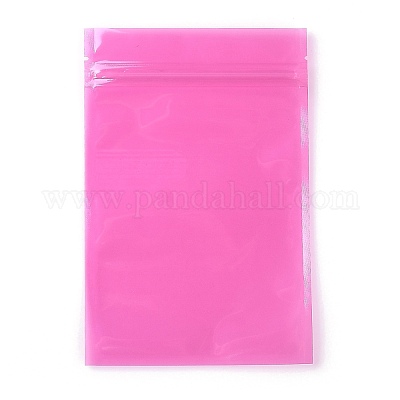 プラスチック製の透明なジップロックバッグ 保存袋 セルフシールバッグ トップシール 長方形 濃いピンク 18x12x0.15cm  片側の厚さ：3.1ミル（0.08mm）