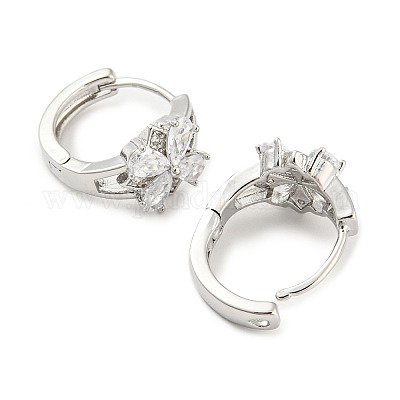 Серьги-кольца из латуни с цирконием EJEW-G363-11P-1