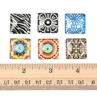 20 шт. печатных стеклянных квадратных кабошонов GGLA-FS0001-18-1