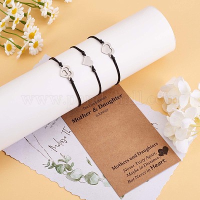 3шт. набор из 3 браслетов в форме сердца из нержавеющей стали 430 JB724A-1