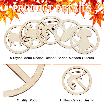 100 шт. 5 стиля необработанных деревянных вырезов WOOD-OC0002-88-1