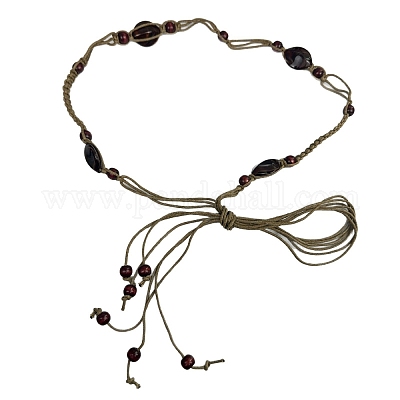Женские пояса-обертки из вощеного шнура в богемном этническом стиле с бусинами из смолы и дерева FS-WG58A7E-02-1