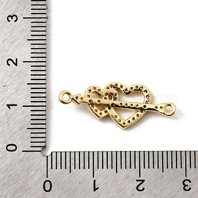 Подвески-сердечки с двумя сердечками из латуни с микропаве из прозрачного кубического циркония KK-I360-013G-03-1