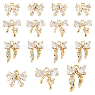 10шт латунные подвески с микропаве и кубическим цирконием KK-YW0003-15-1