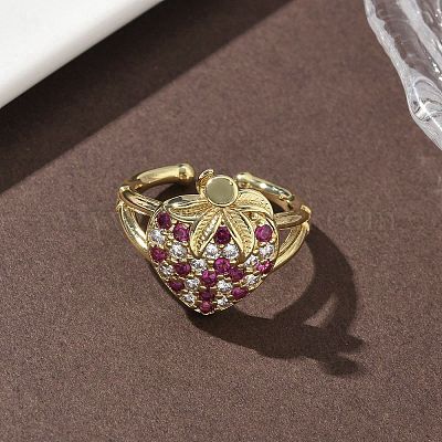 Латунные микро проложить манжеты кольца кубического циркония RJEW-H256-14G-01-1