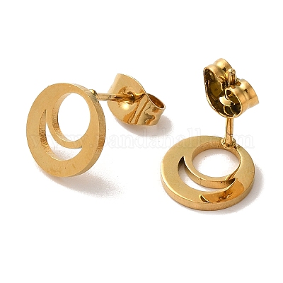 Серьги-гвоздики из нержавеющей стали 304 с вакуумным покрытием PVD EJEW-Z040-49G-1