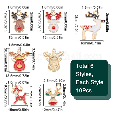 60шт 6 стиля подвески из сплава с эмалью ENAM-SC0005-23-1