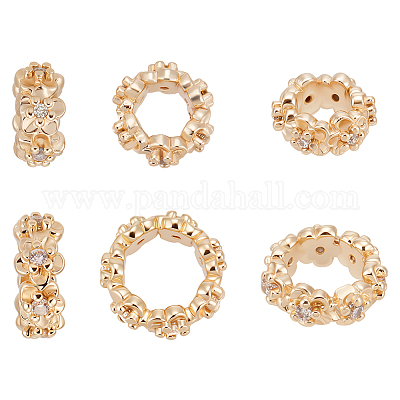 20 шт. 2 стиля латунные микропаве кубические циркониевые европейские бусины KK-BBC0018-91-1