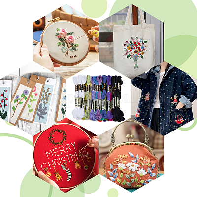 3 комплект 3-х стилевых 6-слойных полиэстеровых ниток для вышивания OCOR-GF0003-41C-1