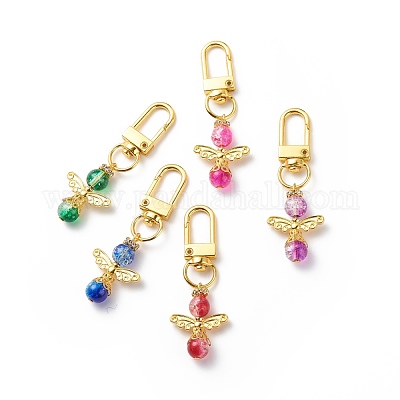 Выпечка окрашенные хрустящие стеклянные круглые бусины подвеска в виде ангела украшения HJEW-JM00733-1