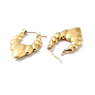 Женские серьги-кольца из нержавеющей стали 304 с ионным покрытием (IP) в форме овала EJEW-A076-03G-1