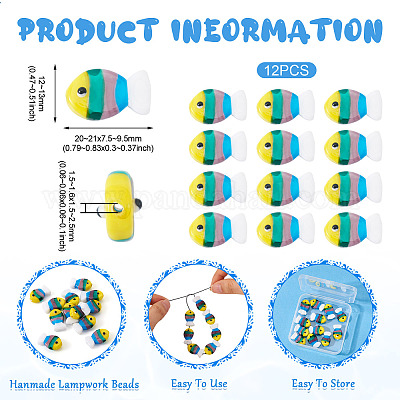 12шт ручной работы бусины лэмпворк&nbsp;LAMP-TA0001-74C-1