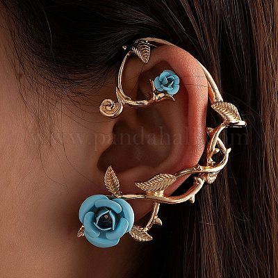 Boucles D'oreilles Enveloppantes Fleur Pour Femmes - Cuivre - Neuf Avec étiquettes