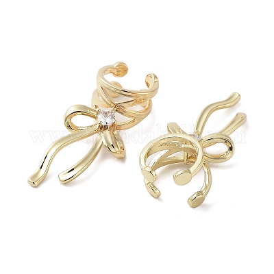 Кольцо-манжета из латуни с микропаве из кубического циркония EJEW-C081-01G-1