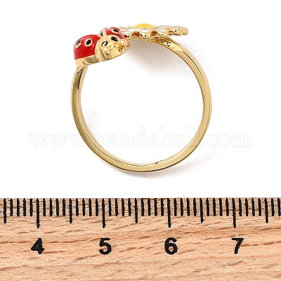 Латунные эмалевые регулируемые открытые манжеты для женщин RJEW-I111-01G-01-1