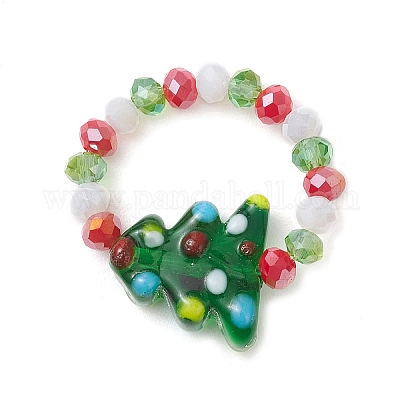 3 шт. рождественские стеклянные и лэмпворк кольца ручной работы для женщин RJEW-TA00208-1