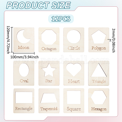 12 gabarit de forme géométrique en MDF&nbsp;DIY-UN0007-96B-1