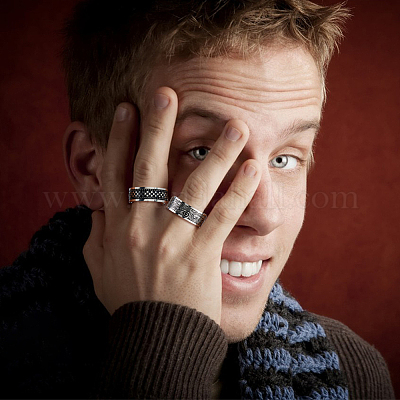 6 шт. набор из 6 колец в стиле ретро из нержавеющей стали RJEW-FI0001-15-1