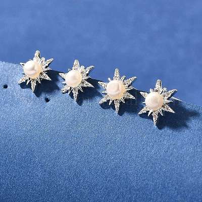 Натуральные жемчужные ушные шпильки EJEW-L099-02P-1