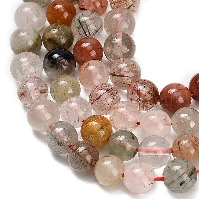 Нити бусин из натурального многоцветного рутилового кварца G-G300-A03-6mm-1