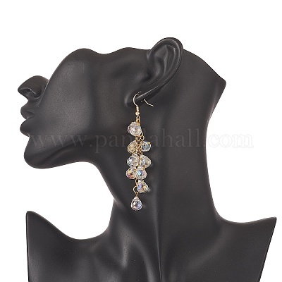 Boucles D'Oreilles Pendantes Goutte Verre Facette Doré - Acier Inoxydable