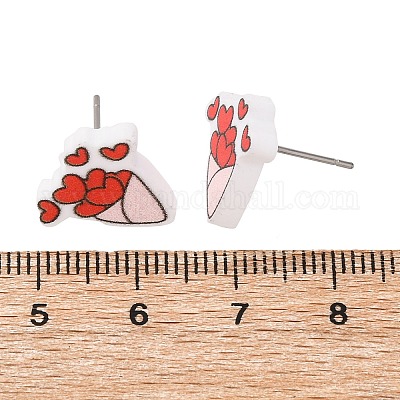 Деревянные серьги-гвоздики EJEW-M063-01D-1