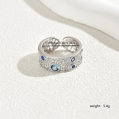 Регулируемые элегантные латунные кольца-манжеты с микропаве из кубического циркония для женщин AA0359-1