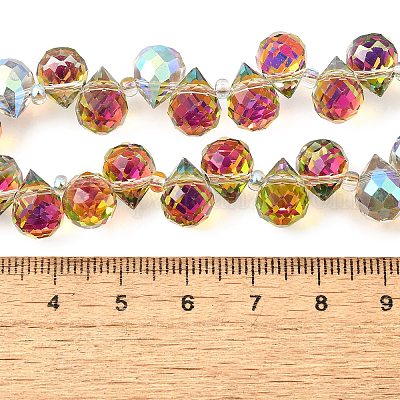 Стеклянные бусины с гальваническим покрытием  EGLA-D030-17Y-1