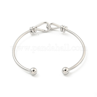 Латунные браслеты с открытыми манжетами и перекрестным узлом для женщин BJEW-G704-01P-1