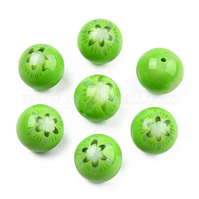 Цветочные непрозрачные шарики смолы RESI-T054-001E-1