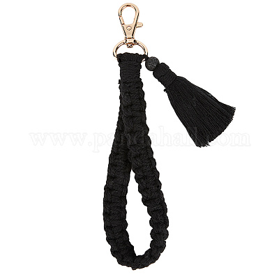 Брелок с кисточкой из сплава хлопка и полиэстера KEYC-WH20026-01C-1