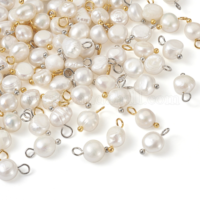 80 шт. подвески из натурального культивированного пресноводного белого жемчуга 2 цветов PEAR-CD0001-03-1