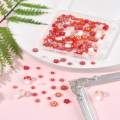 156 шт. 11 стиля стеклянных бусин миллефиори ручной работы LAMP-FS0001-29-1