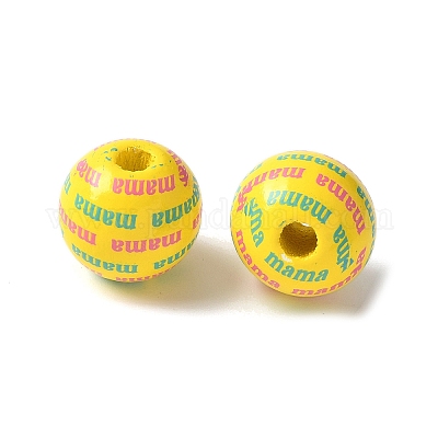 Тема дня матери печатные деревянные европейские бусины WOOD-F016-01-1