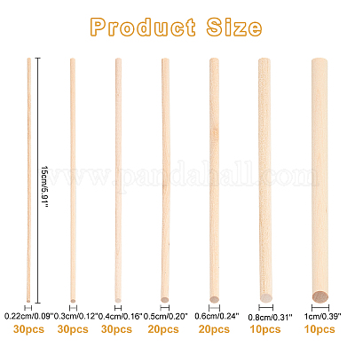 Wholesale PandaHall 150pcs Wooden Dowel Rods 