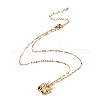 Ожерелье с подвеской в виде бабочки NJEW-C026-01G-Y-1