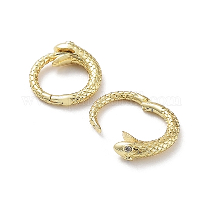 Змеиная стойка с покрытием из латуни с застежкой-твистер из кубического циркония EJEW-Z031-01G-1