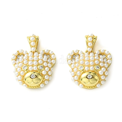 Стойка из латуни с подвесками из АБС-пластика с имитацией жемчуга KK-G501-13G-1