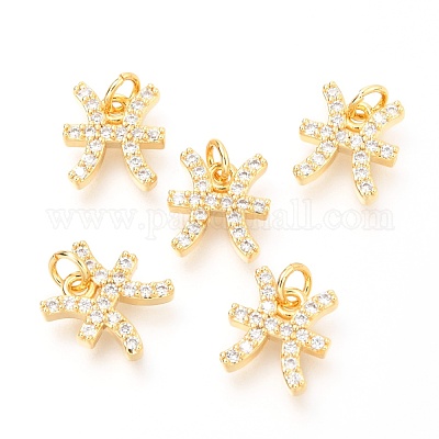 Латунные микропаве прозрачные кубические циркониевые подвески ZIRC-O036-30G-B-1