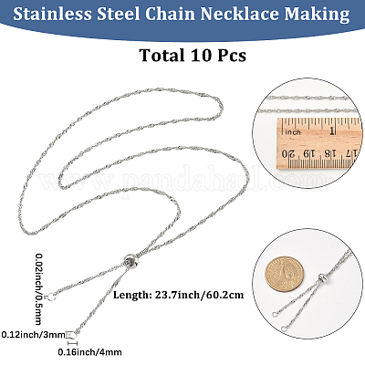 10 шт. 304 нержавеющая сталь сингапурская цепочка для изготовления ожерелья AJEW-SC0004-01-1
