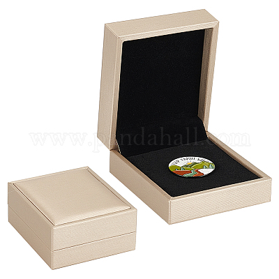 Прямоугольные подарочные коробки для хранения значков из искусственной кожи CON-WH0085-91-1