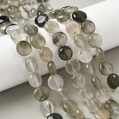 Нити бусин из натурального зеленого рутилированного кварца G-F790-H01-03-1