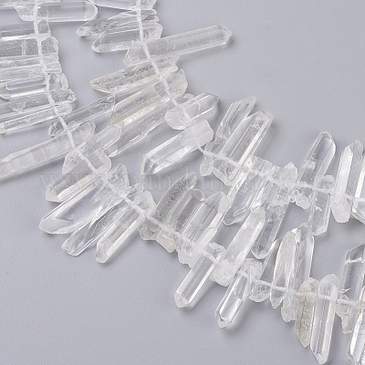 Натуральный кварц с остроконечным бисером G-L484-01-1